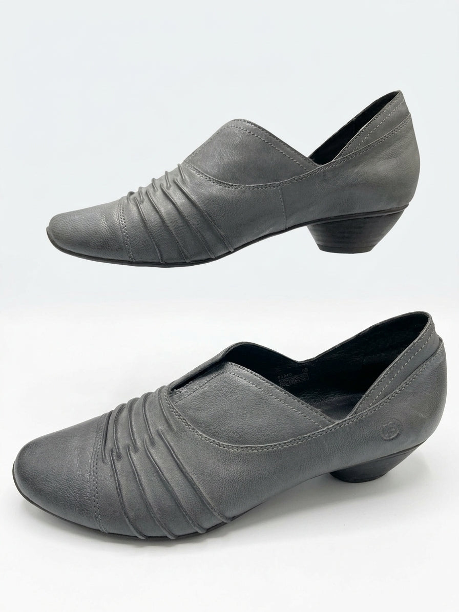 JosefSeibel · Tina Ruched Leather Slip On Shoe · 9.5 · Gray
