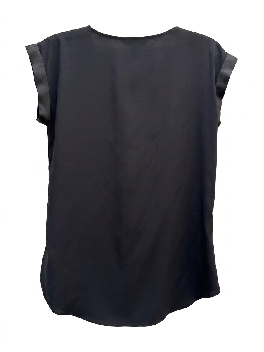 Express · Cap Sleeve Top with Zipper Detail · Small · Black