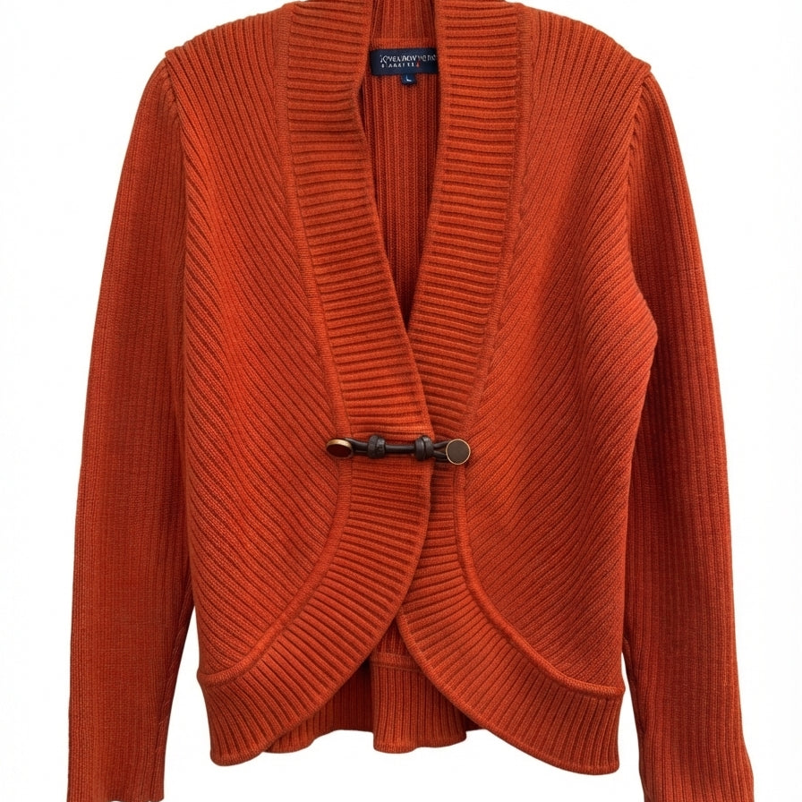 Jones New York · One Button Cardigan · Large · Burnt Orange