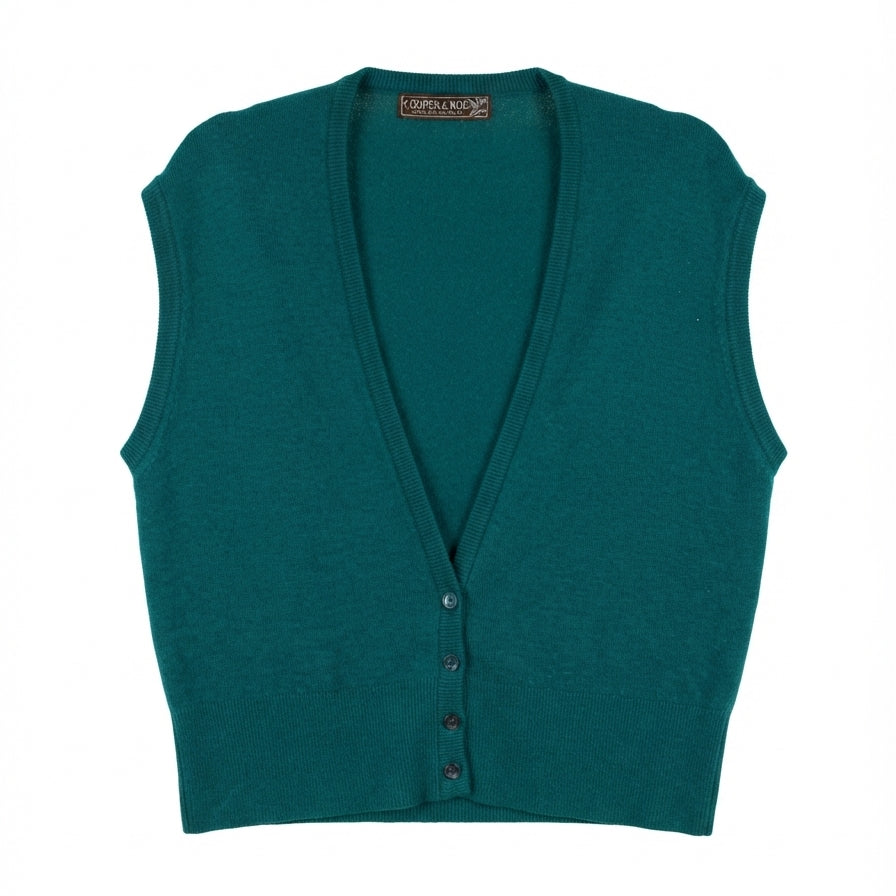 COOPER & ROE · Sleeveless Cardigan · Large · Dark Teal