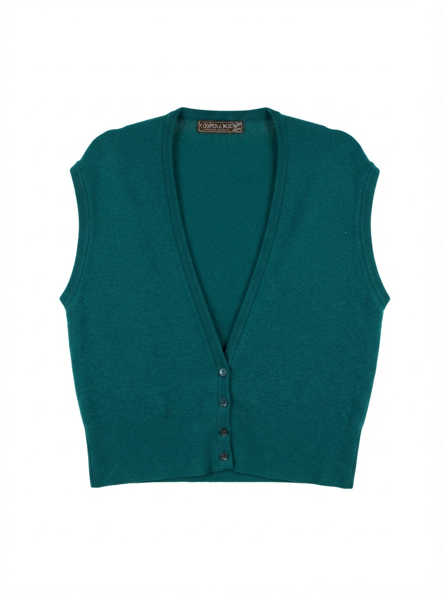 COOPER & ROE · Sleeveless Cardigan · Large · Dark Teal