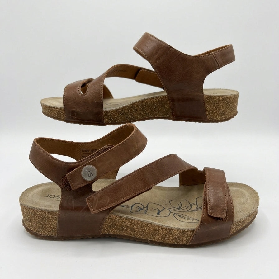 Josef Seibel · Tonga Strap Sandals · 10 · Brown Leather
