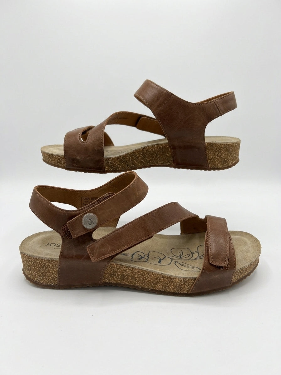 Josef Seibel · Tonga Strap Sandals · 10 · Brown Leather