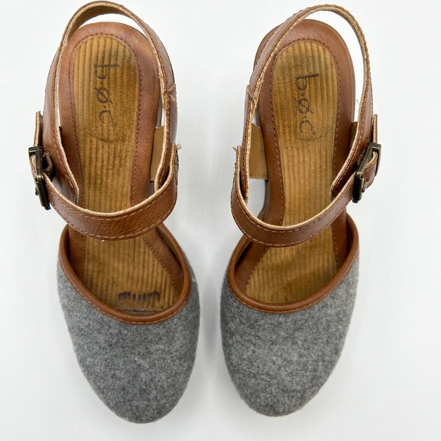 BOC · Chunky Heel with Fabric Closed Toe · 6 · Brown