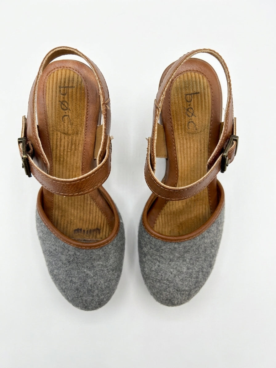 BOC · Chunky Heel with Fabric Closed Toe · 6 · Brown