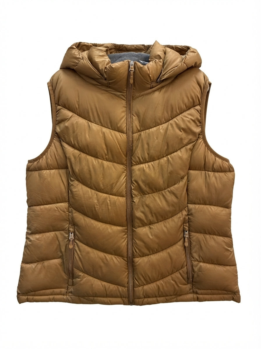 Charter Club · Hooded Zip Vest · 1X · Caramel