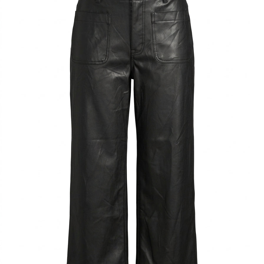 Edgelly · Edgelly High Rise Ankle Faux Leather Pants · 8 · Black