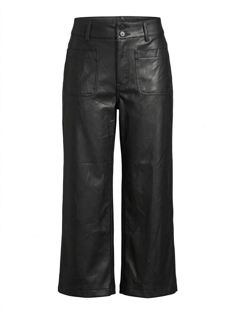 Edgelly · Edgelly High Rise Ankle Faux Leather Pants · 8 · Black