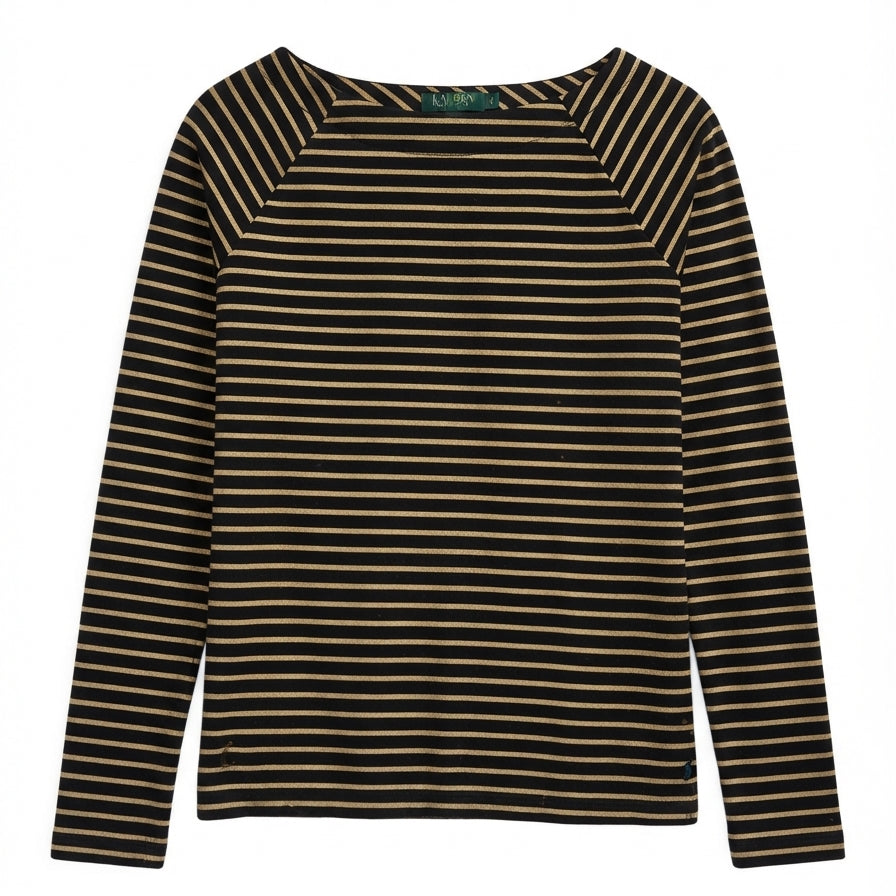 Ralph Lauren · LongSleeve Top · Large P · BlackGold Striped