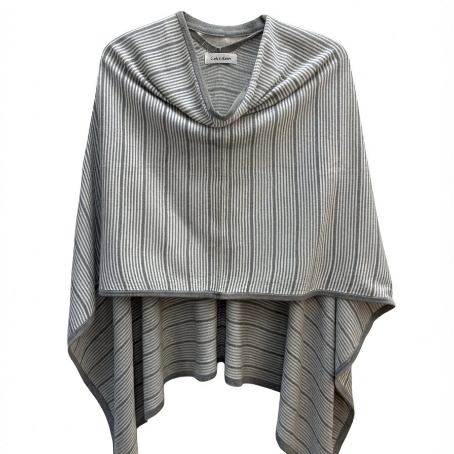 Calvin Klein · Poncho Style · OS · Gray/White