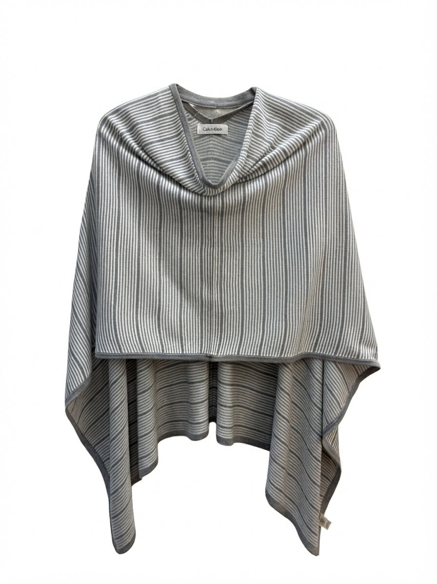 Calvin Klein · Poncho Style · OS · Gray/White