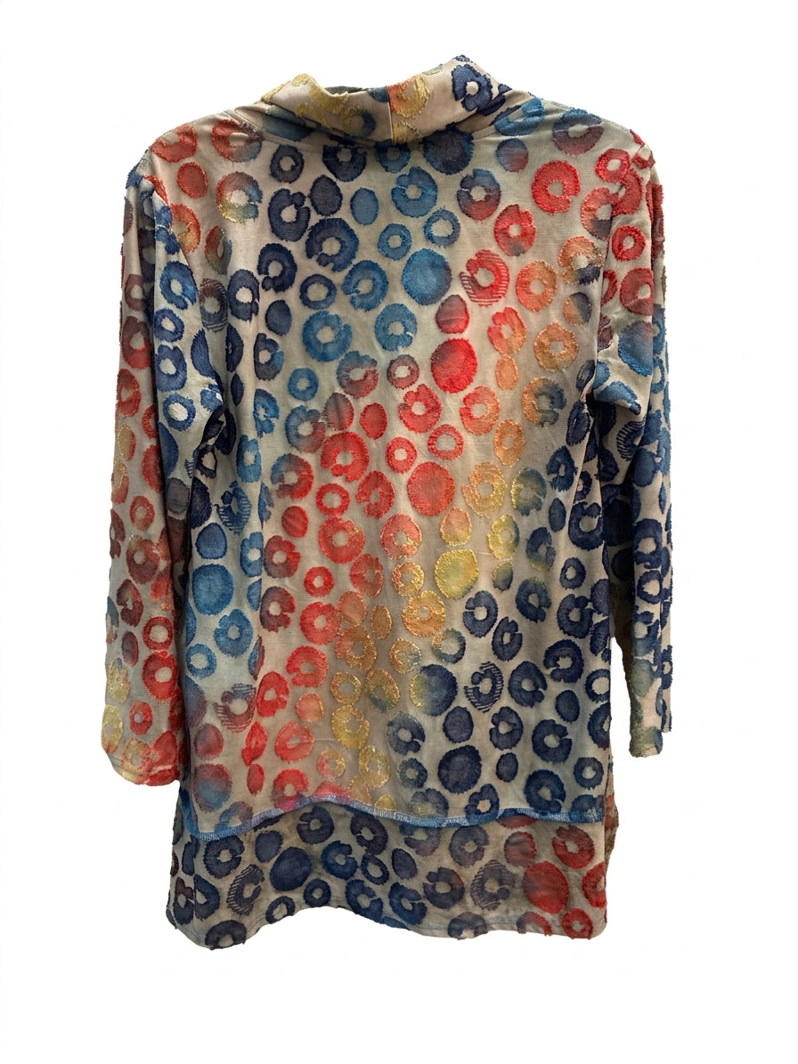 Ali Miles · Textured Circles Tunic · Small · Beige Multi