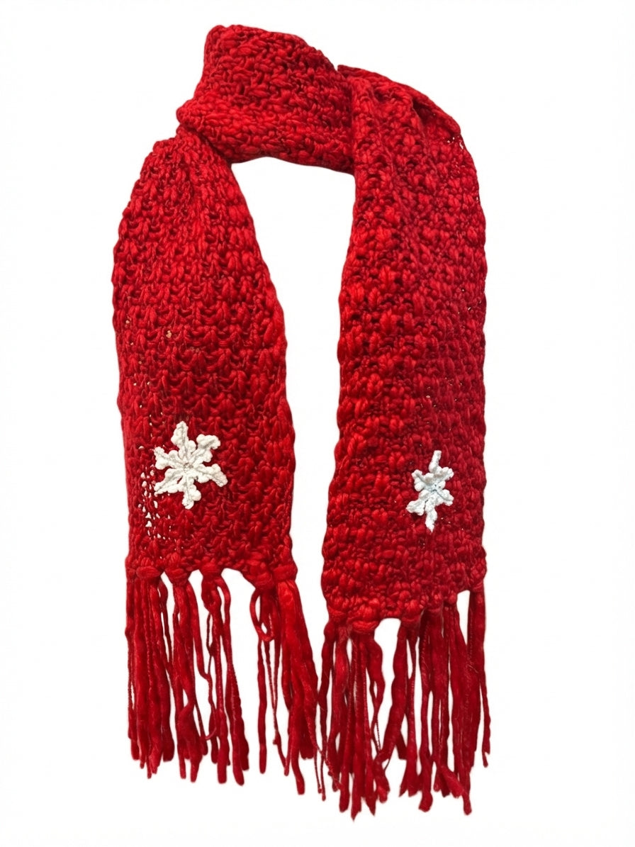 Charming Charlie · Scarf with Fringe · One Size · Red/White