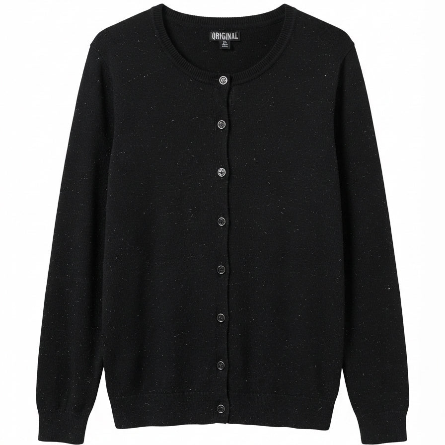 NicoleMiller · Button Up Cardigan · 1X · BlackSilver