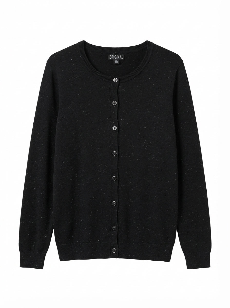 NicoleMiller · Button Up Cardigan · 1X · BlackSilver