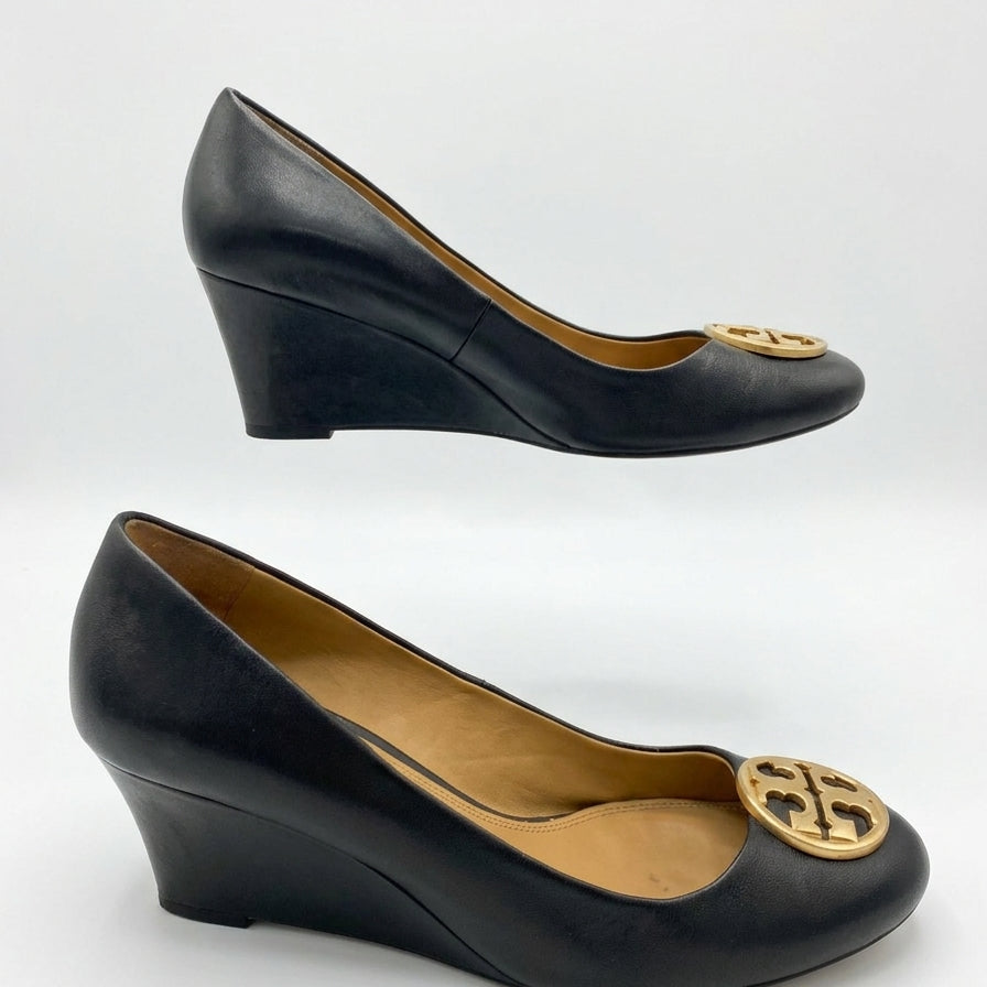 Tory Burch · Chelsea Wedge Pumps · 9.5 · BlackGold