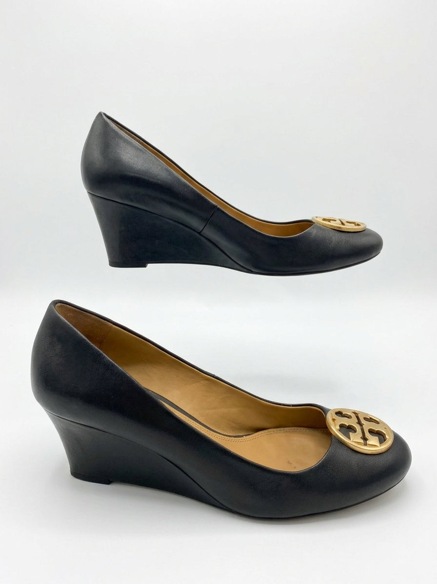 Tory Burch · Chelsea Wedge Pumps · 9.5 · BlackGold
