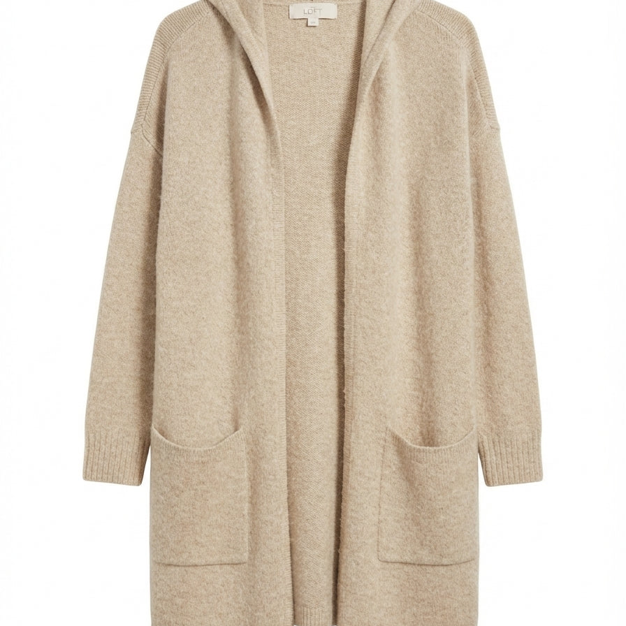 LOFT · Open Drape Cardigan · Large · Oatmeal