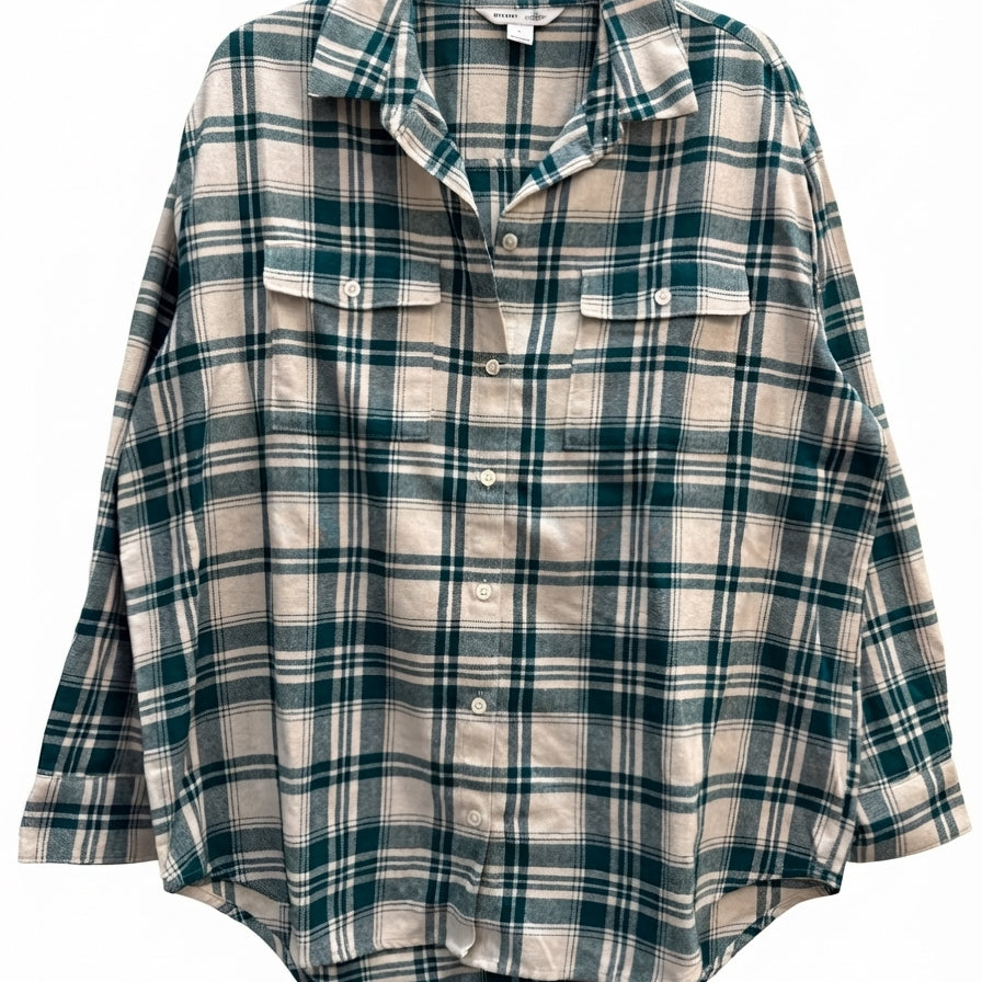 Old Navy · CreamGrn Flannel · Large · CreamGrn