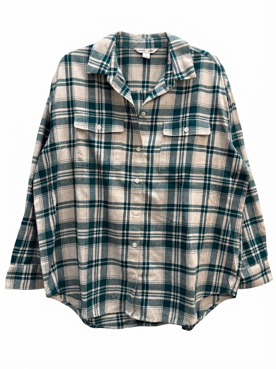 Old Navy · CreamGrn Flannel · Large · CreamGrn