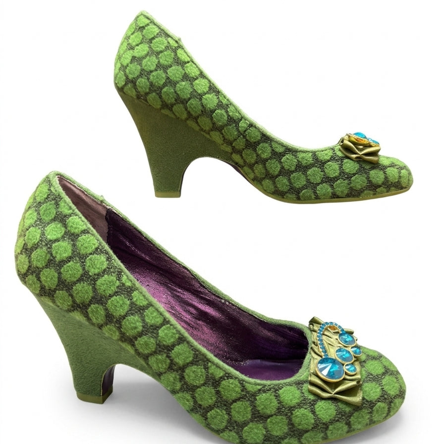 Poetic Licence · Charm School Polka Dot Pumps · 10 · GreenBlack