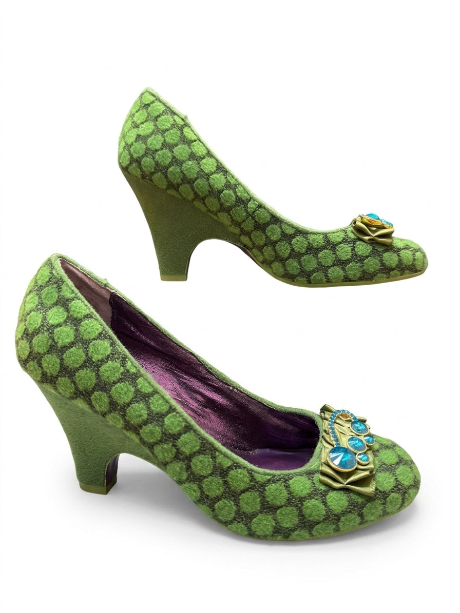 Poetic Licence · Charm School Polka Dot Pumps · 10 · GreenBlack