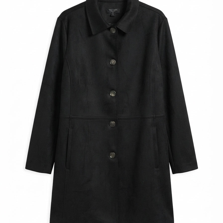 Tahari · Faux Suede Coat · 2X · Black
