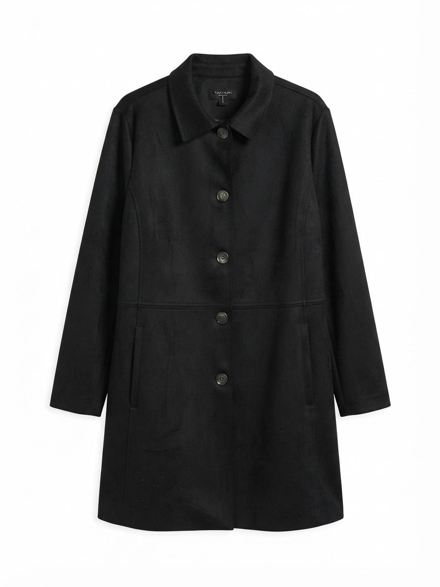 Tahari · Faux Suede Coat · 2X · Black