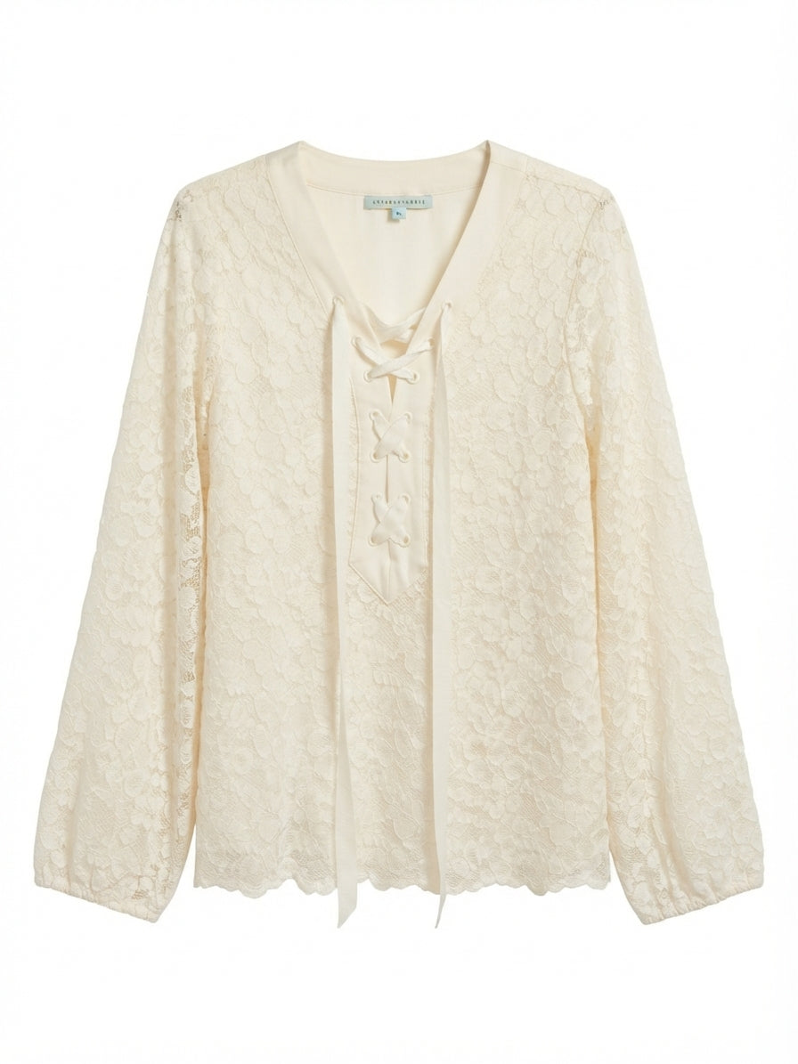 Antonio Melani · Lace Sleeve Top · XSmall · White