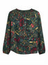 Chris&Banks · Balloon Sleeve Ivy Floral Smocked Hidden Snowflakes · Medium Petite · Dark Green Multi