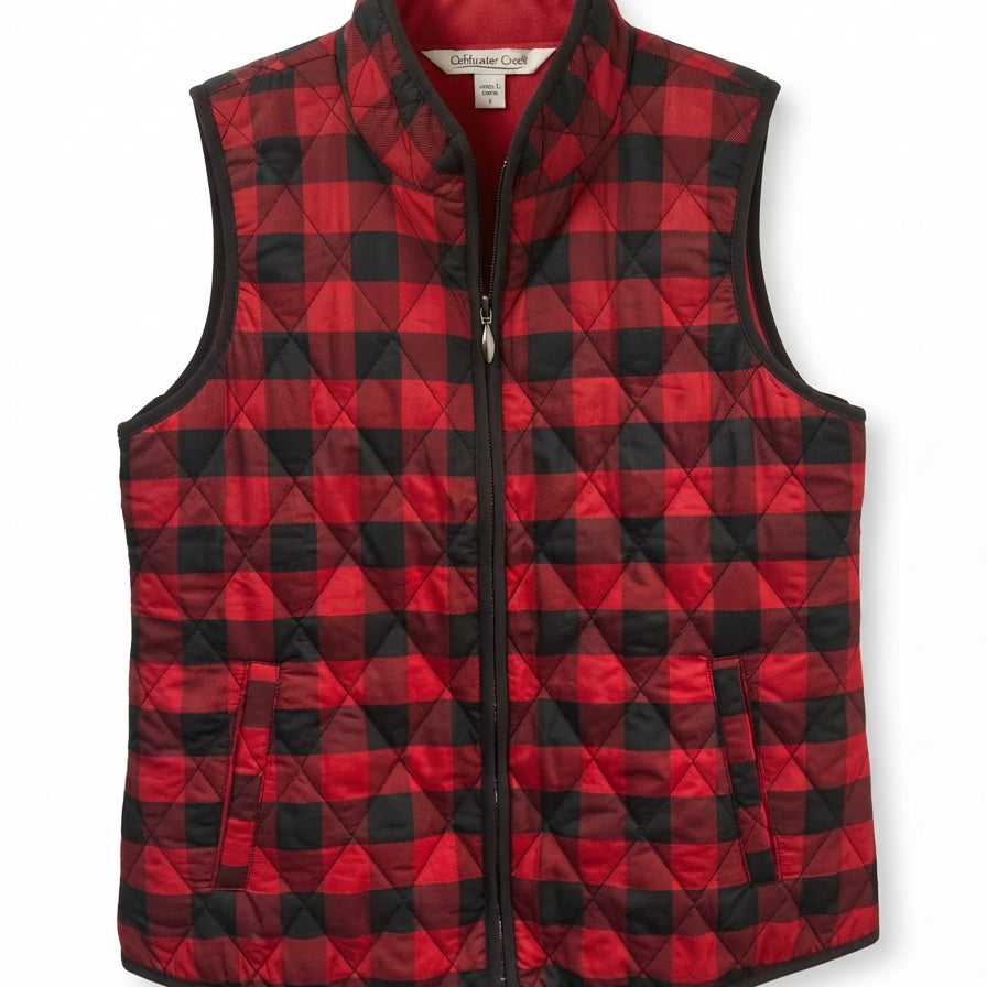 Coldwater Creek · Quilted Vest · Small · RedBlack