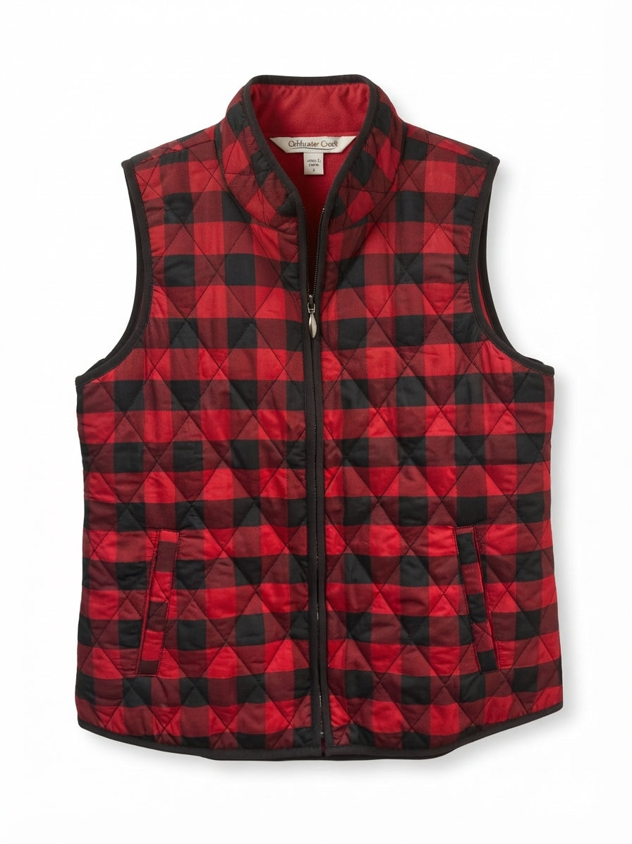 Coldwater Creek · Quilted Vest · Small · RedBlack