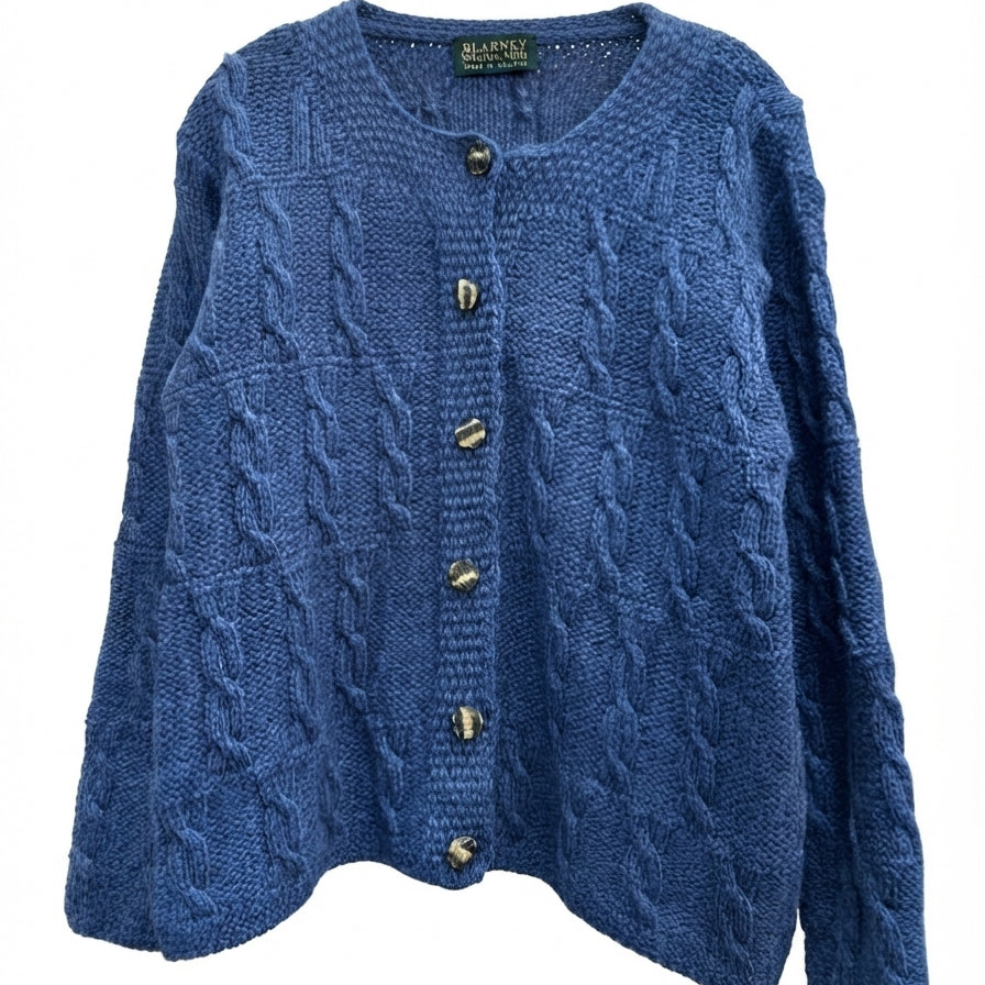 Blarney · Button Up Cable Knit Cardigan · Small · Denim
