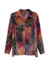Mirasol · Velvet Burnout Button Up w/ Collar · M · Orange/Purple Multi-color