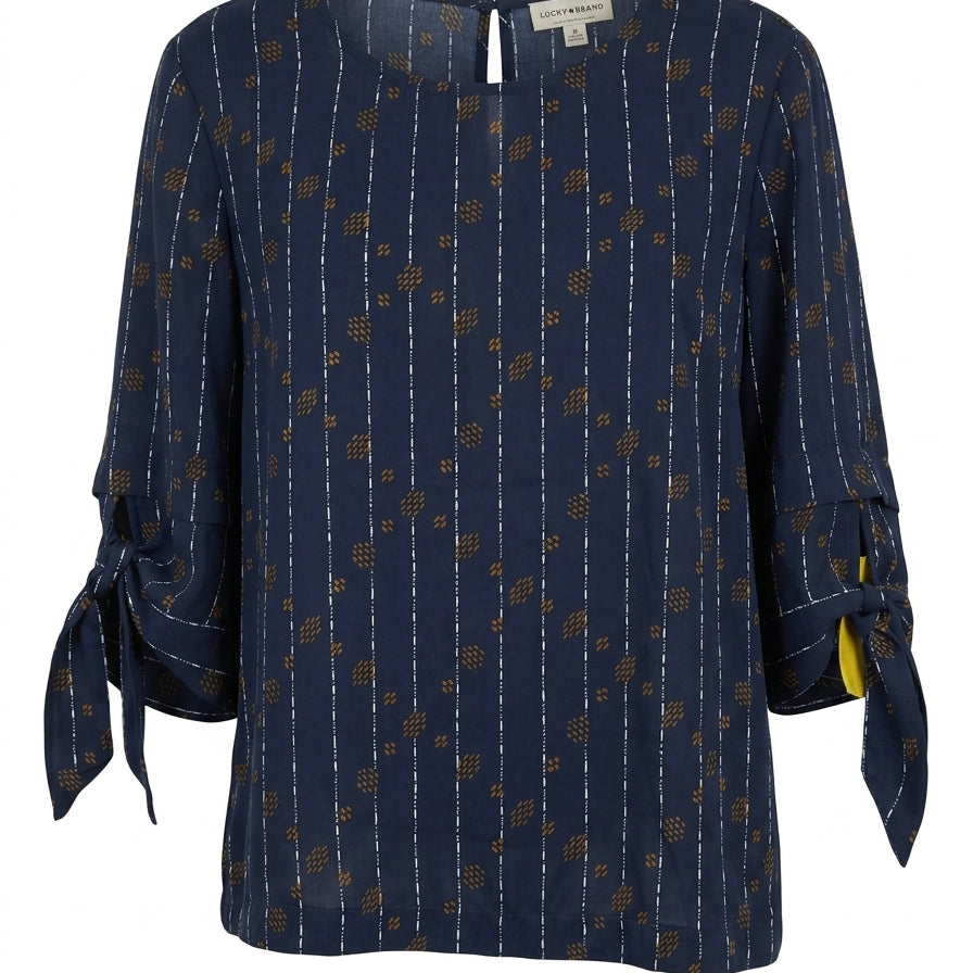 LuckyBrand · Elbow Length Top · Medium · NavyTan