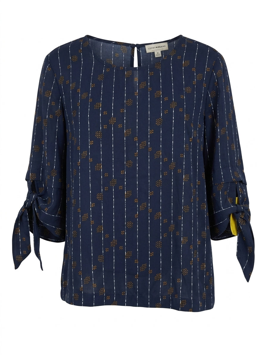 LuckyBrand · Elbow Length Top · Medium · NavyTan