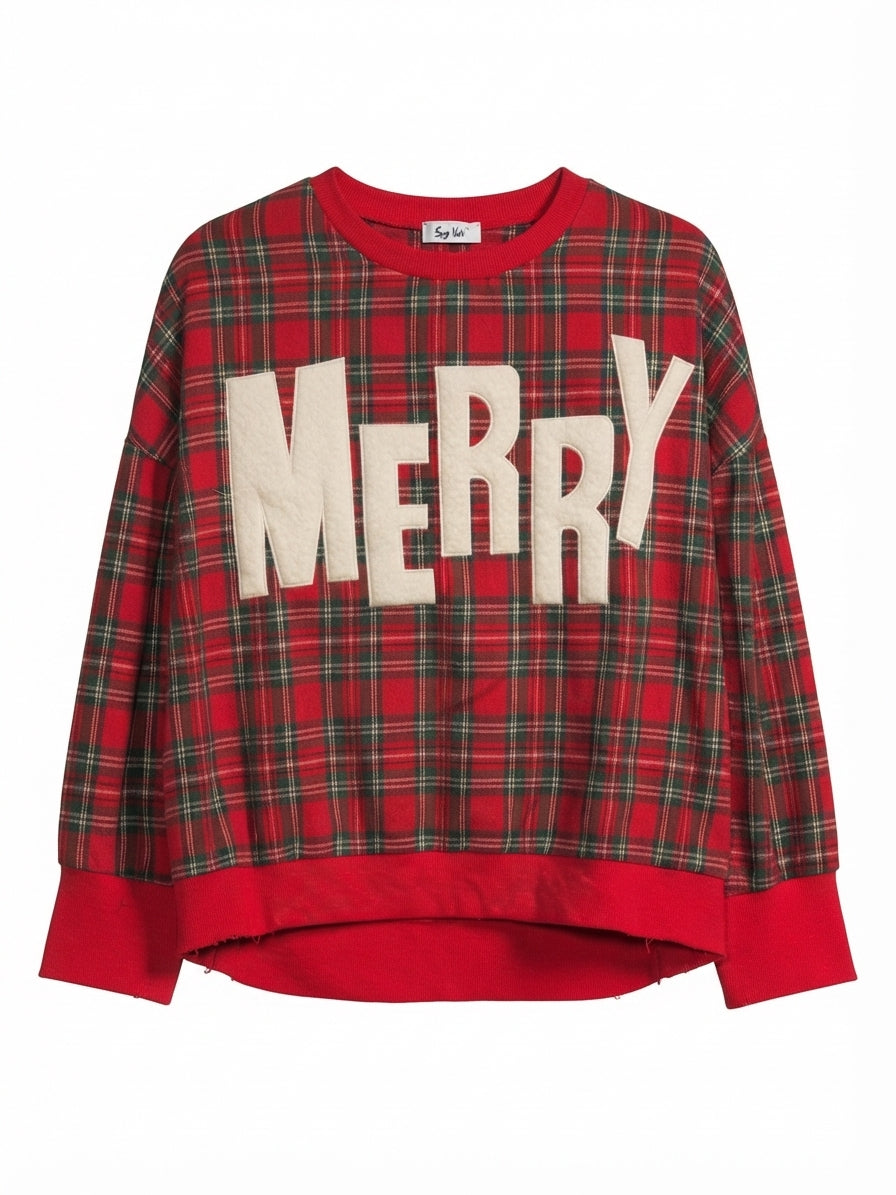 The Clothes Rack · MERRY plaid sweatshirt · 2X · RedMulti