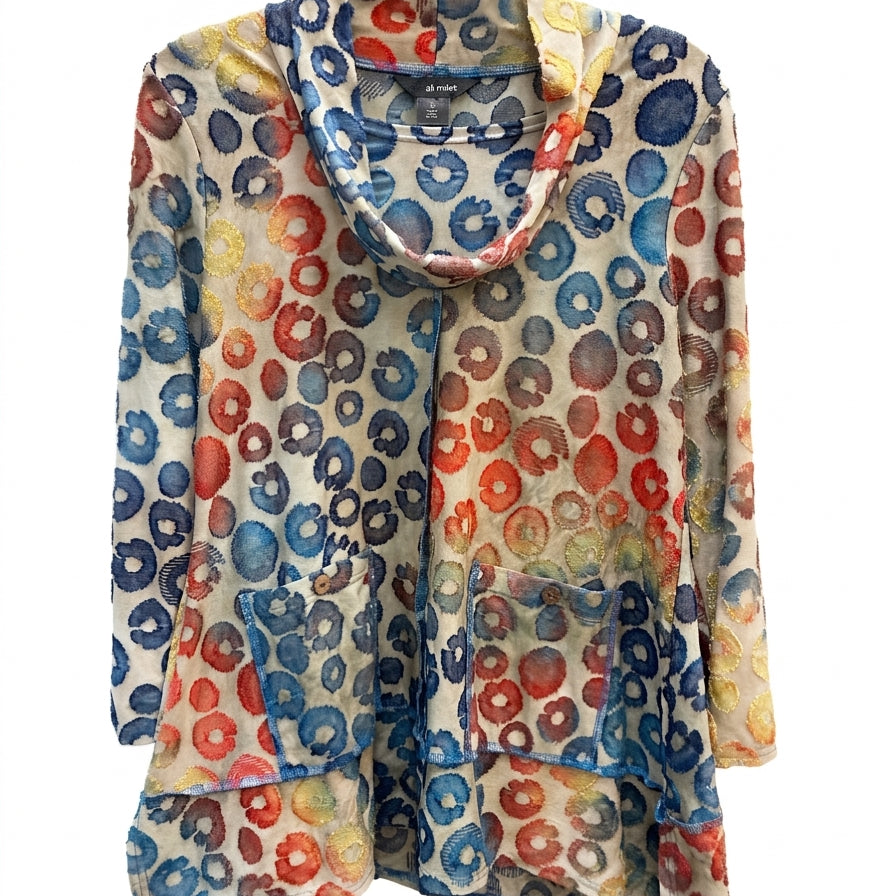 Ali Miles · Textured Circles Tunic · Small · Beige Multi