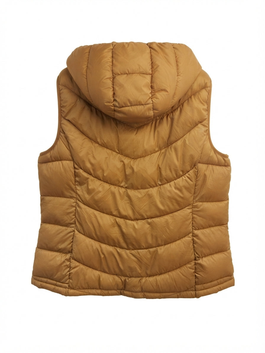 Charter Club · Hooded Zip Vest · 1X · Caramel