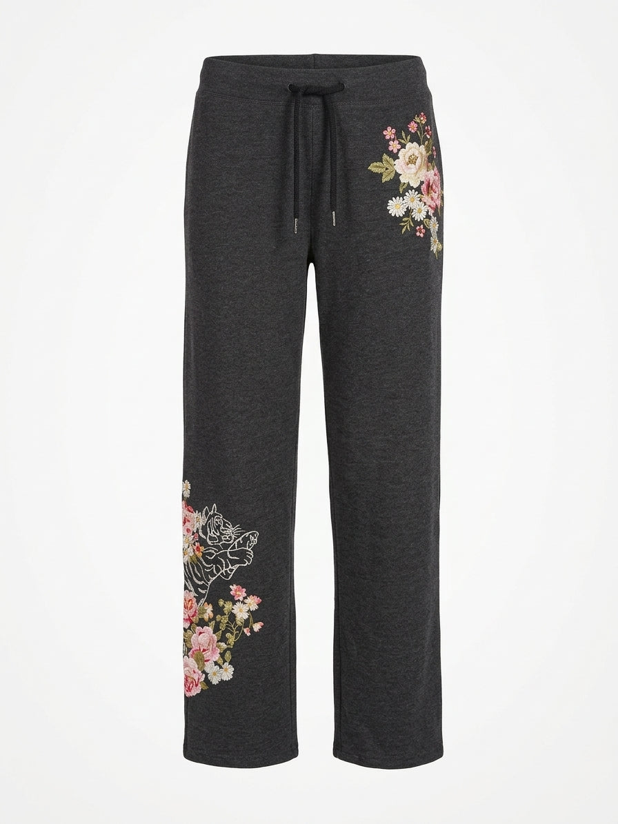 Boho Paparazzi · GrayFloral Embroidered · Large · Charcoal Gray
