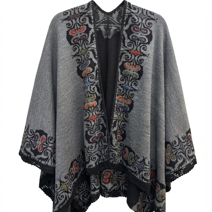Alpaca Ruana · Ruana Alpaca 111 · One Size · GrayBlk