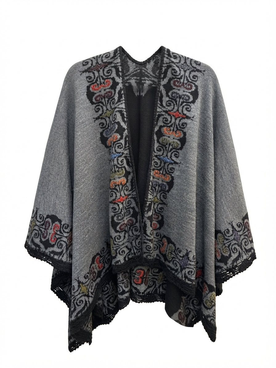 Alpaca Ruana · Ruana Alpaca 111 · One Size · GrayBlk
