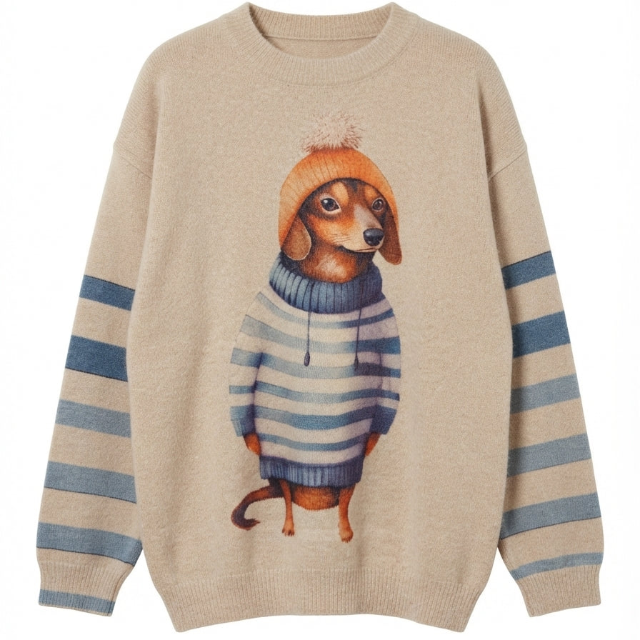 Fashion Sweater · Classic Style FashionSweater Dachshund · XLarge · BeigeBlue