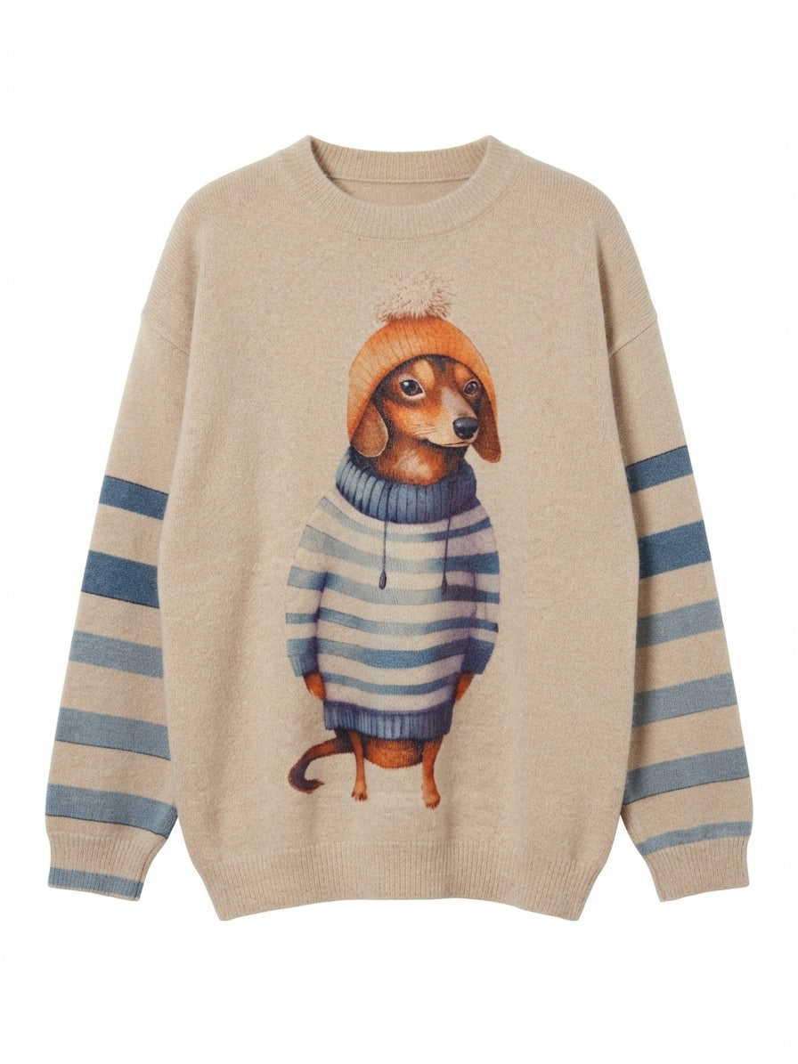 Fashion Sweater · Classic Style FashionSweater Dachshund · XLarge · BeigeBlue