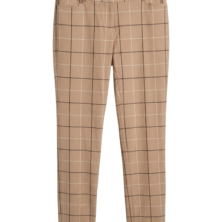 Amanda&Chelsea · Straight Leg Window Pane Pants · 4 · TanBlack
