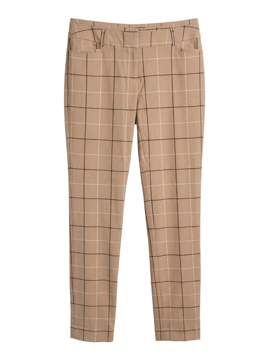Amanda&Chelsea · Straight Leg Window Pane Pants · 4 · TanBlack
