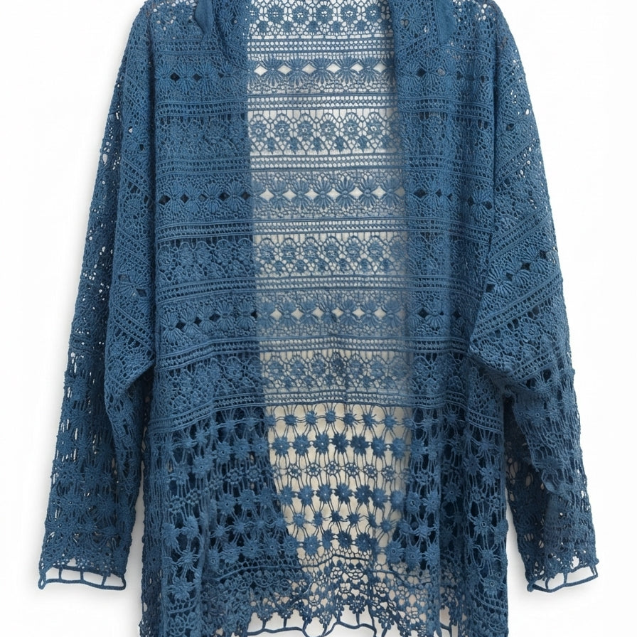 Johnny Was · Beautiful Lace Cardigan · 1X · DarkTeal