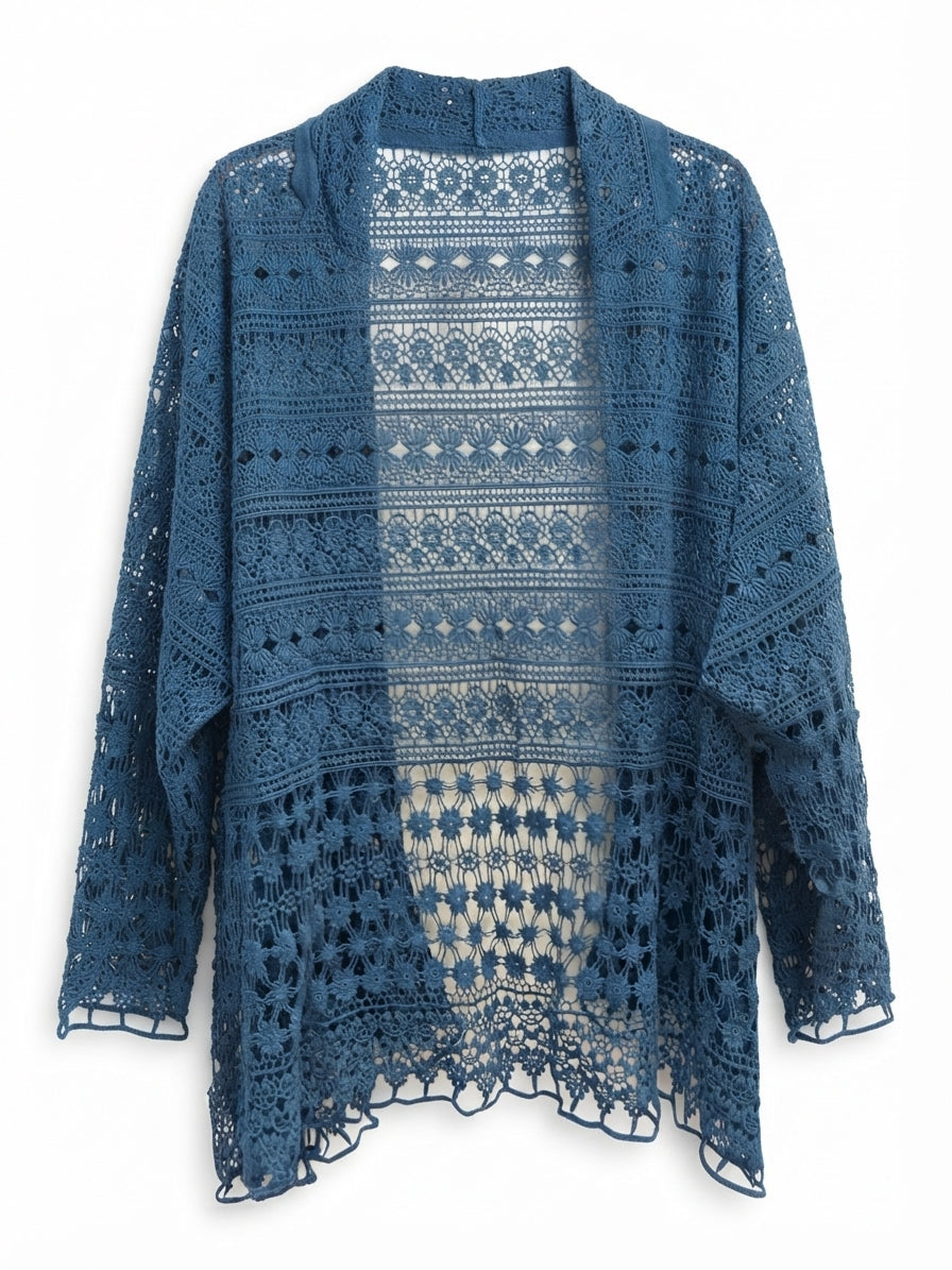 Johnny Was · Beautiful Lace Cardigan · 1X · DarkTeal