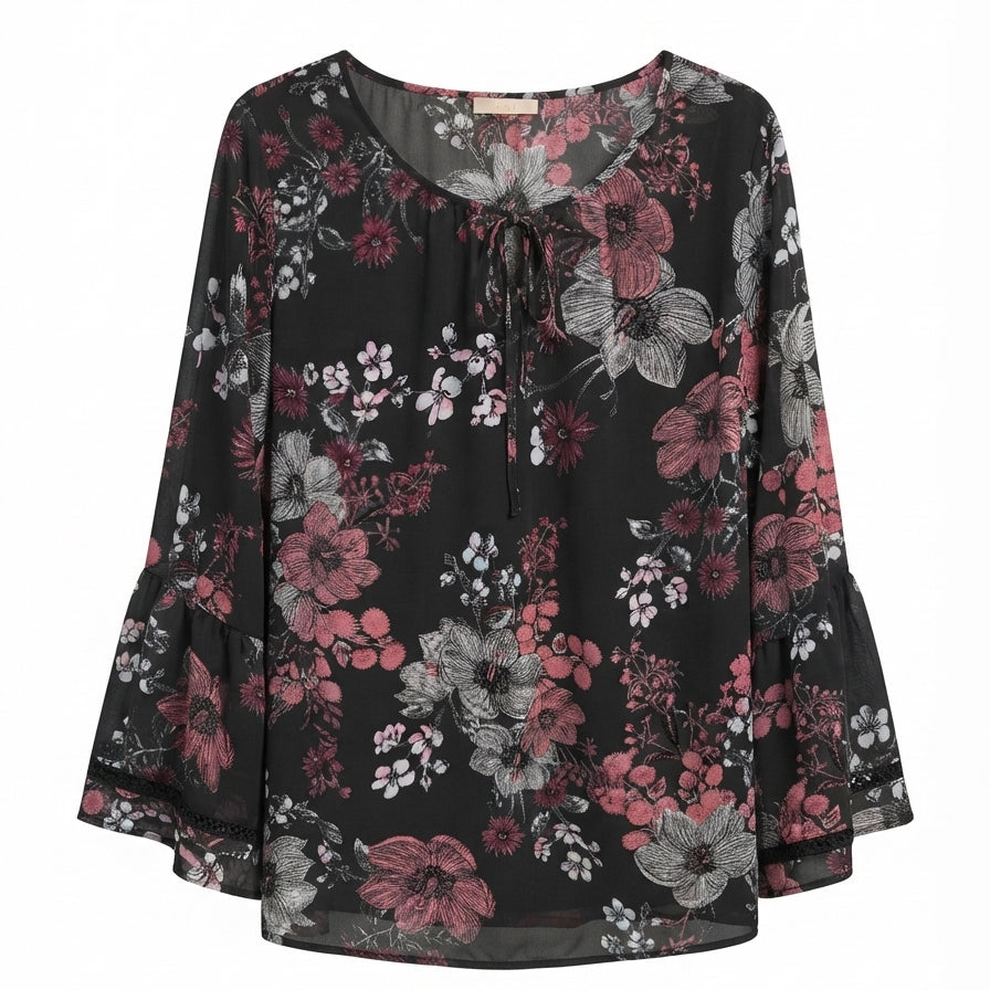 Style&Co · Bell Sleeve Top · 2X · GrayFloral