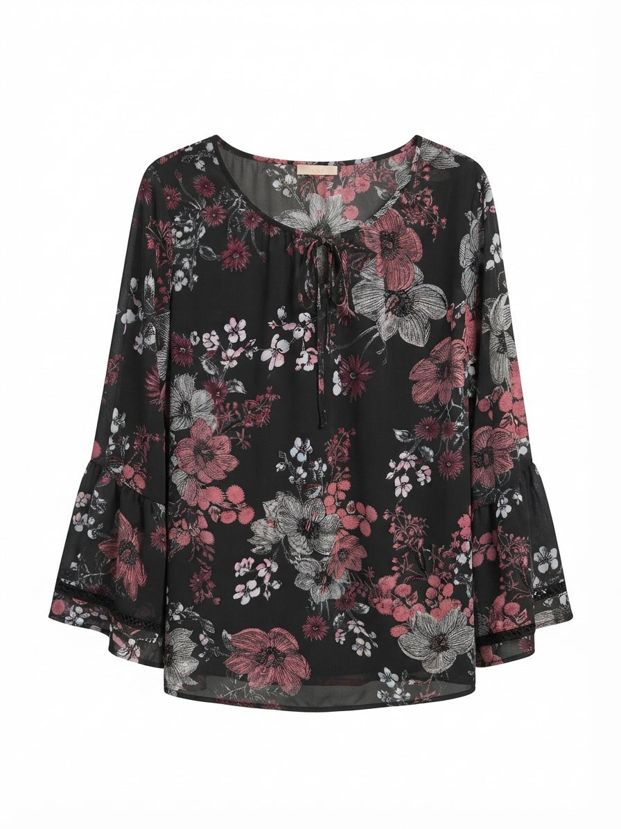 Style&Co · Bell Sleeve Top · 2X · GrayFloral